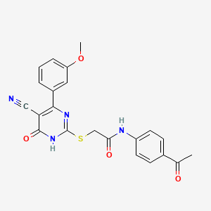 molecular formula C22H18N4O4S B6021467 N~1~-(4-ACETYLPHENYL)-2-{[5-CYANO-4-(3-METHOXYPHENYL)-6-OXO-1,6-DIHYDRO-2-PYRIMIDINYL]SULFANYL}ACETAMIDE 