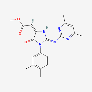 molecular formula C20H21N5O3 B6021506 METHYL 2-[(4E)-1-(3,4-DIMETHYLPHENYL)-2-[(4,6-DIMETHYLPYRIMIDIN-2-YL)AMINO]-5-OXO-4,5-DIHYDRO-1H-IMIDAZOL-4-YLIDENE]ACETATE 