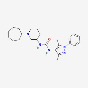 molecular formula C24H35N5O B6021597 N-(1-cycloheptyl-3-piperidinyl)-N'-(3,5-dimethyl-1-phenyl-1H-pyrazol-4-yl)urea 