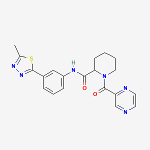 molecular formula C20H20N6O2S B6021618 N-[3-(5-methyl-1,3,4-thiadiazol-2-yl)phenyl]-1-(2-pyrazinylcarbonyl)-2-piperidinecarboxamide 