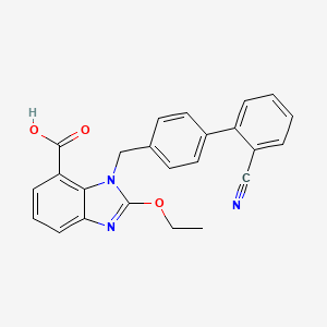 molecular formula C24H19N3O3 B602173 1-((2'-Cyano-[1,1'-biphenyl]-4-yl)methyl)-2-ethoxy-1H-benzo[d]imidazole-7-carboxylic acid CAS No. 632322-61-3