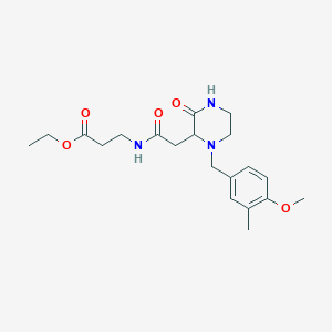 molecular formula C20H29N3O5 B6021845 ethyl N-{[1-(4-methoxy-3-methylbenzyl)-3-oxo-2-piperazinyl]acetyl}-beta-alaninate 
