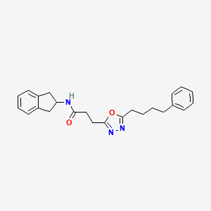 molecular formula C24H27N3O2 B6021863 N-(2,3-dihydro-1H-inden-2-yl)-3-[5-(4-phenylbutyl)-1,3,4-oxadiazol-2-yl]propanamide 