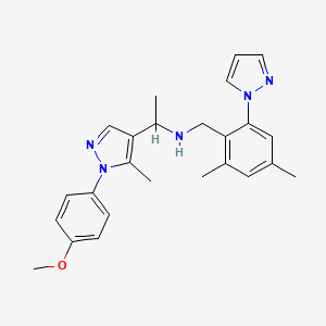 molecular formula C25H29N5O B6021886 N-[2,4-dimethyl-6-(1H-pyrazol-1-yl)benzyl]-1-[1-(4-methoxyphenyl)-5-methyl-1H-pyrazol-4-yl]ethanamine 