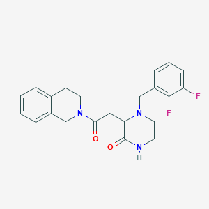 molecular formula C22H23F2N3O2 B6021980 4-(2,3-difluorobenzyl)-3-[2-(3,4-dihydro-2(1H)-isoquinolinyl)-2-oxoethyl]-2-piperazinone 