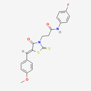 molecular formula C20H17FN2O3S2 B6022023 N-(4-fluorophenyl)-3-[(5Z)-5-[(4-methoxyphenyl)methylidene]-4-oxo-2-sulfanylidene-1,3-thiazolidin-3-yl]propanamide 