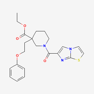 molecular formula C22H25N3O4S B6022034 ethyl 1-(imidazo[2,1-b][1,3]thiazol-6-ylcarbonyl)-3-(2-phenoxyethyl)-3-piperidinecarboxylate 