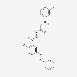 molecular formula C22H21N5O2 B6022041 N'-[(E)-{2-hydroxy-5-[(E)-phenyldiazenyl]phenyl}methylidene]-2-[(3-methylphenyl)amino]acetohydrazide (non-preferred name) 
