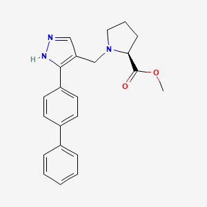 molecular formula C22H23N3O2 B6022064 methyl (2S)-1-[[5-(4-phenylphenyl)-1H-pyrazol-4-yl]methyl]pyrrolidine-2-carboxylate 