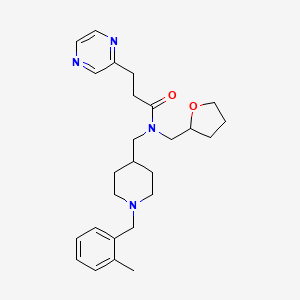 molecular formula C26H36N4O2 B6022111 N-[[1-[(2-methylphenyl)methyl]piperidin-4-yl]methyl]-N-(oxolan-2-ylmethyl)-3-pyrazin-2-ylpropanamide 