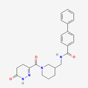 molecular formula C24H26N4O3 B6022136 N-({1-[(6-oxo-1,4,5,6-tetrahydro-3-pyridazinyl)carbonyl]-3-piperidinyl}methyl)-4-biphenylcarboxamide 