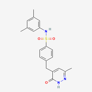 molecular formula C20H21N3O3S B6022171 N-(3,5-dimethylphenyl)-4-[(6-methyl-3-oxo-2,3-dihydropyridazin-4-yl)methyl]benzenesulfonamide 