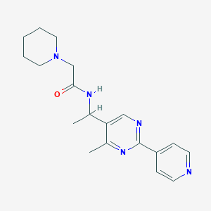 molecular formula C19H25N5O B6022194 N-{1-[4-methyl-2-(4-pyridinyl)-5-pyrimidinyl]ethyl}-2-(1-piperidinyl)acetamide 