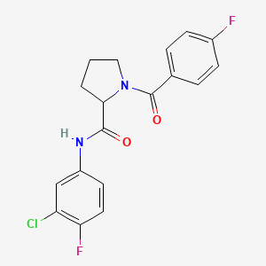molecular formula C18H15ClF2N2O2 B6022370 N-(3-chloro-4-fluorophenyl)-1-(4-fluorobenzoyl)prolinamide 