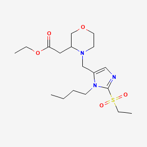 molecular formula C18H31N3O5S B6022760 ethyl (4-{[1-butyl-2-(ethylsulfonyl)-1H-imidazol-5-yl]methyl}-3-morpholinyl)acetate 