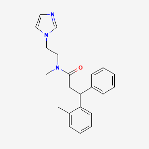 molecular formula C22H25N3O B6022849 N-[2-(1H-imidazol-1-yl)ethyl]-N-methyl-3-(2-methylphenyl)-3-phenylpropanamide 