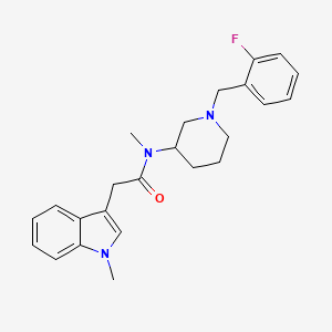 molecular formula C24H28FN3O B6022950 N-[1-[(2-fluorophenyl)methyl]piperidin-3-yl]-N-methyl-2-(1-methylindol-3-yl)acetamide 