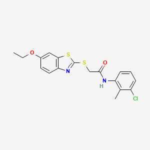 molecular formula C18H17ClN2O2S2 B6022996 N-(3-chloro-2-methylphenyl)-2-[(6-ethoxy-1,3-benzothiazol-2-yl)sulfanyl]acetamide 