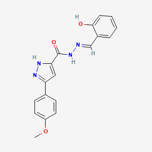 molecular formula C18H16N4O3 B6023002 N'-(2-hydroxybenzylidene)-3-(4-methoxyphenyl)-1H-pyrazole-5-carbohydrazide 