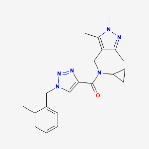 molecular formula C21H26N6O B6023017 N-cyclopropyl-1-(2-methylbenzyl)-N-[(1,3,5-trimethyl-1H-pyrazol-4-yl)methyl]-1H-1,2,3-triazole-4-carboxamide 