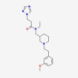 molecular formula C22H33N5O2 B6023118 N-ethyl-N-({1-[2-(3-methoxyphenyl)ethyl]-3-piperidinyl}methyl)-3-(1H-1,2,4-triazol-1-yl)propanamide 