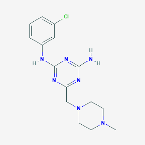 molecular formula C15H20ClN7 B6023225 N-(3-chlorophenyl)-6-[(4-methylpiperazin-1-yl)methyl]-1,3,5-triazine-2,4-diamine 