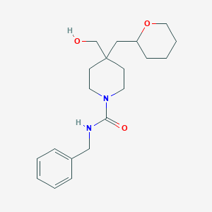 molecular formula C20H30N2O3 B6023318 N-benzyl-4-(hydroxymethyl)-4-(oxan-2-ylmethyl)piperidine-1-carboxamide 