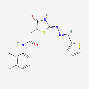 molecular formula C18H18N4O2S2 B6023381 N-(2,3-dimethylphenyl)-2-[(2Z)-4-oxo-2-[(E)-thiophen-2-ylmethylidenehydrazinylidene]-1,3-thiazolidin-5-yl]acetamide 