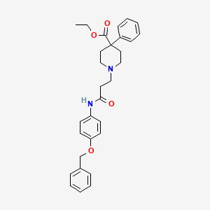 molecular formula C30H34N2O4 B6023520 ETHYL 1-(2-{[4-(BENZYLOXY)PHENYL]CARBAMOYL}ETHYL)-4-PHENYLPIPERIDINE-4-CARBOXYLATE 