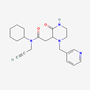 molecular formula C21H28N4O2 B6023612 N-cyclohexyl-2-[3-oxo-1-(3-pyridinylmethyl)-2-piperazinyl]-N-2-propyn-1-ylacetamide 