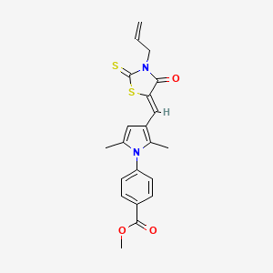 molecular formula C21H20N2O3S2 B6023706 methyl 4-(2,5-dimethyl-3-{(Z)-[4-oxo-3-(prop-2-en-1-yl)-2-thioxo-1,3-thiazolidin-5-ylidene]methyl}-1H-pyrrol-1-yl)benzoate 