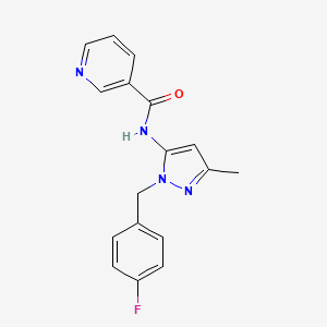 molecular formula C17H15FN4O B6023748 N-{1-[(4-FLUOROPHENYL)METHYL]-3-METHYL-1H-PYRAZOL-5-YL}PYRIDINE-3-CARBOXAMIDE 