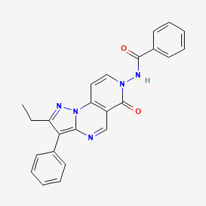 molecular formula C24H19N5O2 B6023782 N-(2-ethyl-6-oxo-3-phenylpyrazolo[1,5-a]pyrido[3,4-e]pyrimidin-7(6H)-yl)benzamide 