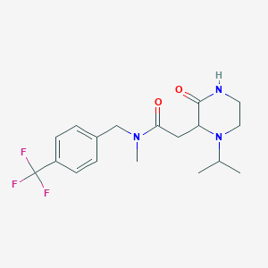 molecular formula C18H24F3N3O2 B6023877 N-methyl-2-(3-oxo-1-propan-2-ylpiperazin-2-yl)-N-[[4-(trifluoromethyl)phenyl]methyl]acetamide 