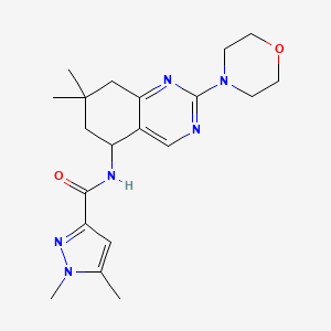 molecular formula C20H28N6O2 B6023925 N-[7,7-dimethyl-2-(4-morpholinyl)-5,6,7,8-tetrahydro-5-quinazolinyl]-1,5-dimethyl-1H-pyrazole-3-carboxamide 