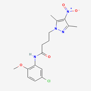 molecular formula C16H19ClN4O4 B6024005 N-(5-chloro-2-methoxyphenyl)-4-(3,5-dimethyl-4-nitro-1H-pyrazol-1-yl)butanamide 