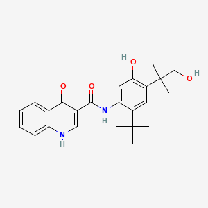 molecular formula C24H28N2O4 B602401 N-(2-(tert-Butyl)-5-hydroxy-4-(1-hydroxy-2-methylpropan-2-yl)phenyl)-4-oxo-1,4-dihydroquinoline-3-carboxamide CAS No. 1246213-23-9