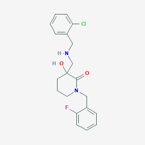 molecular formula C20H22ClFN2O2 B6024014 3-[[(2-Chlorophenyl)methylamino]methyl]-1-[(2-fluorophenyl)methyl]-3-hydroxypiperidin-2-one 