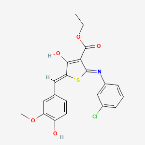 molecular formula C21H18ClNO5S B6024018 ETHYL (5Z)-2-[(3-CHLOROPHENYL)AMINO]-5-[(4-HYDROXY-3-METHOXYPHENYL)METHYLIDENE]-4-OXO-4,5-DIHYDROTHIOPHENE-3-CARBOXYLATE 