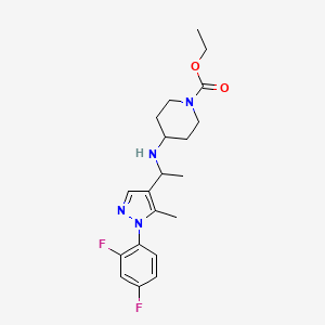 molecular formula C20H26F2N4O2 B6024046 ethyl 4-({1-[1-(2,4-difluorophenyl)-5-methyl-1H-pyrazol-4-yl]ethyl}amino)-1-piperidinecarboxylate 