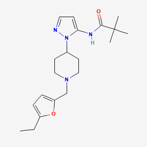 molecular formula C20H30N4O2 B6024060 N-(1-{1-[(5-ethyl-2-furyl)methyl]-4-piperidinyl}-1H-pyrazol-5-yl)-2,2-dimethylpropanamide 