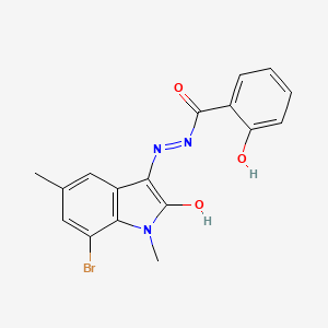 molecular formula C17H14BrN3O3 B6024089 N'-(7-bromo-1,5-dimethyl-2-oxo-1,2-dihydro-3H-indol-3-ylidene)-2-hydroxybenzohydrazide 