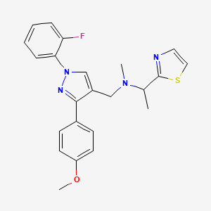 molecular formula C23H23FN4OS B6024158 N-{[1-(2-fluorophenyl)-3-(4-methoxyphenyl)-1H-pyrazol-4-yl]methyl}-N-methyl-1-(1,3-thiazol-2-yl)ethanamine 