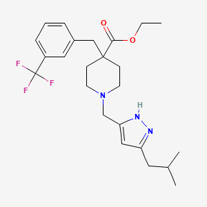 molecular formula C24H32F3N3O2 B6024243 ethyl 1-[[3-(2-methylpropyl)-1H-pyrazol-5-yl]methyl]-4-[[3-(trifluoromethyl)phenyl]methyl]piperidine-4-carboxylate 
