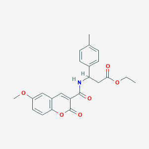 molecular formula C23H23NO6 B6024363 ethyl 3-{[(6-methoxy-2-oxo-2H-chromen-3-yl)carbonyl]amino}-3-(4-methylphenyl)propanoate 