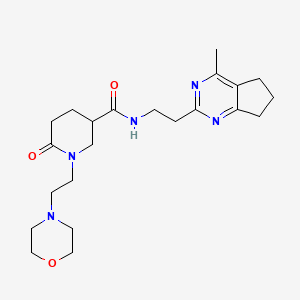 molecular formula C22H33N5O3 B6024374 N-[2-(4-methyl-6,7-dihydro-5H-cyclopenta[d]pyrimidin-2-yl)ethyl]-1-[2-(4-morpholinyl)ethyl]-6-oxo-3-piperidinecarboxamide 