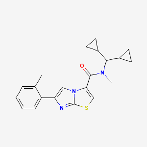 molecular formula C21H23N3OS B6024388 N-(dicyclopropylmethyl)-N-methyl-6-(2-methylphenyl)imidazo[2,1-b][1,3]thiazole-3-carboxamide 