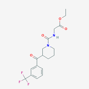 molecular formula C18H21F3N2O4 B6024445 ethyl N-({3-[3-(trifluoromethyl)benzoyl]-1-piperidinyl}carbonyl)glycinate 