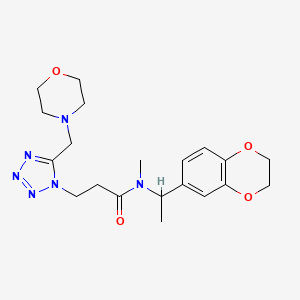 molecular formula C20H28N6O4 B6024564 N-[1-(2,3-dihydro-1,4-benzodioxin-6-yl)ethyl]-N-methyl-3-[5-(4-morpholinylmethyl)-1H-tetrazol-1-yl]propanamide 