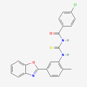 molecular formula C22H16ClN3O2S B6024566 N-{[5-(1,3-benzoxazol-2-yl)-2-methylphenyl]carbamothioyl}-4-chlorobenzamide 